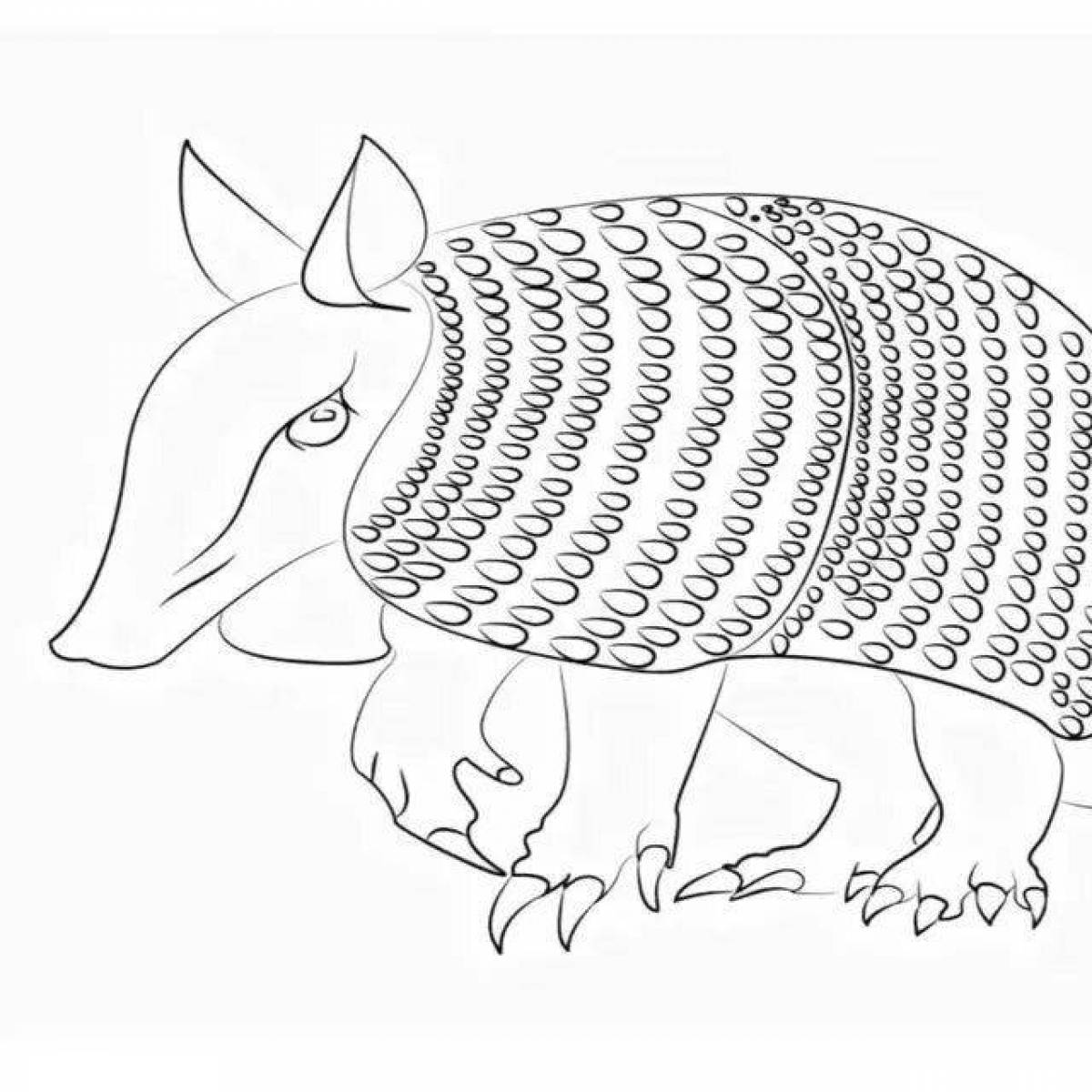 Coloring book joyful armadillo