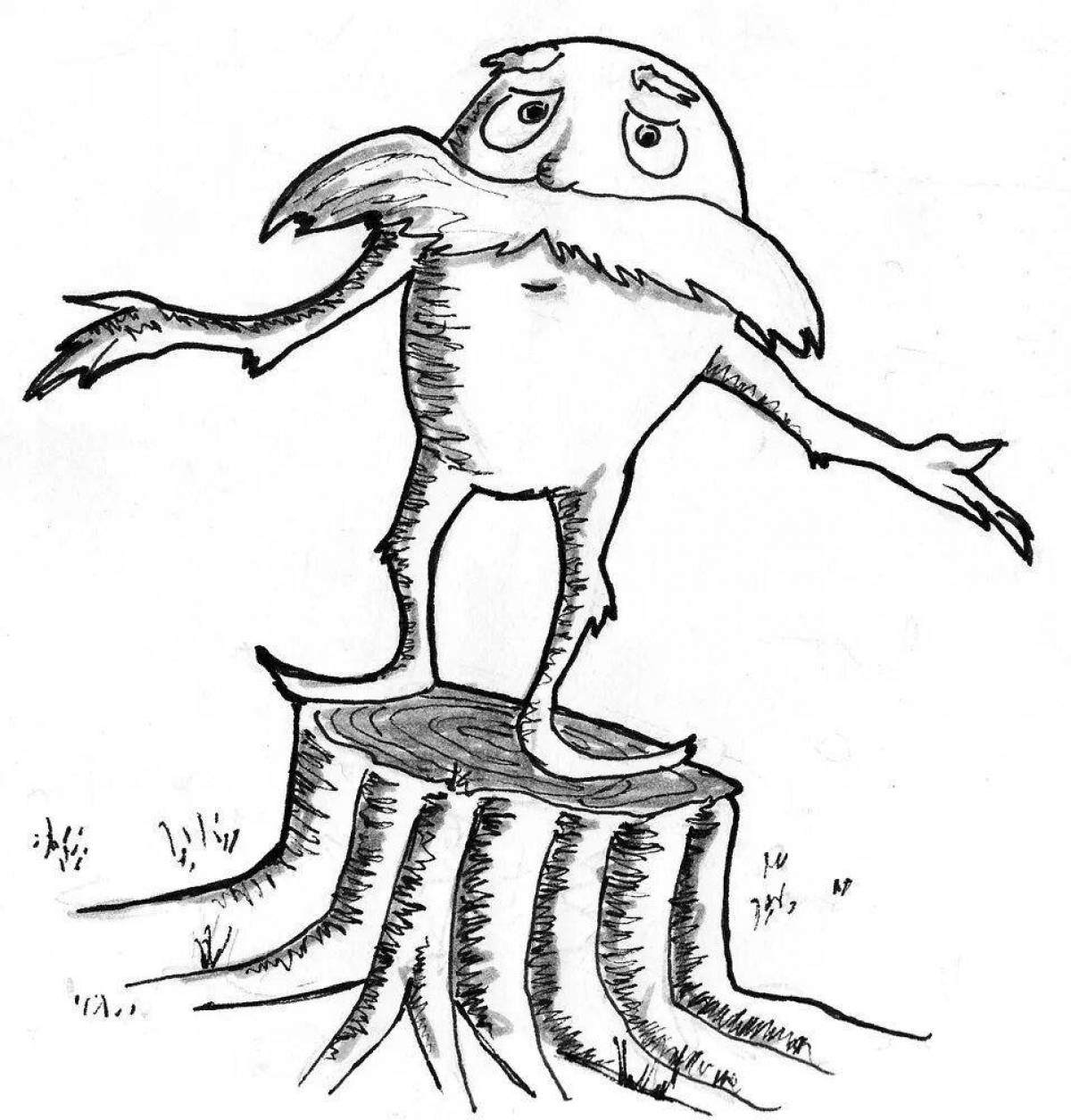 Playful lorax coloring page