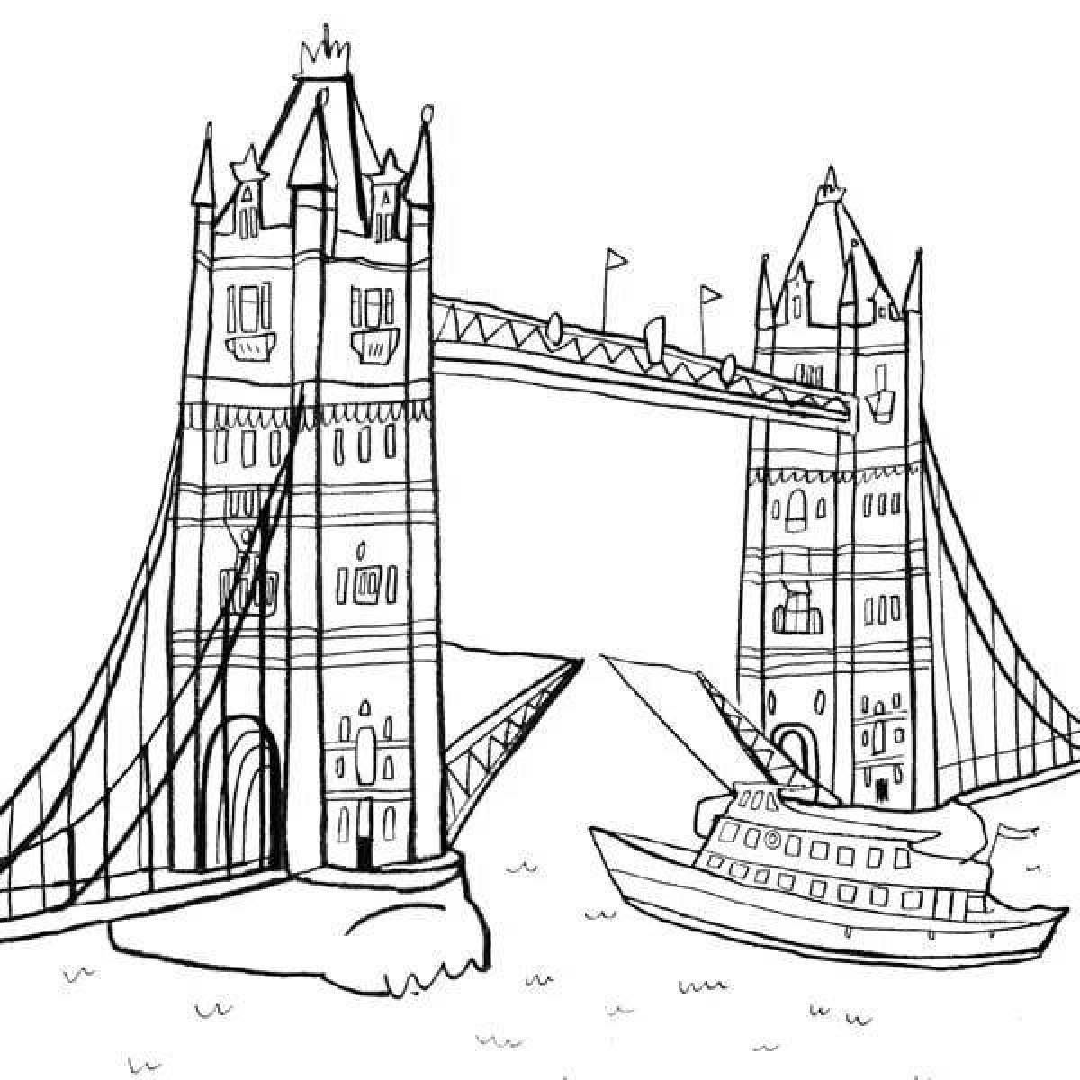 Coloring page mysterious tower bridge