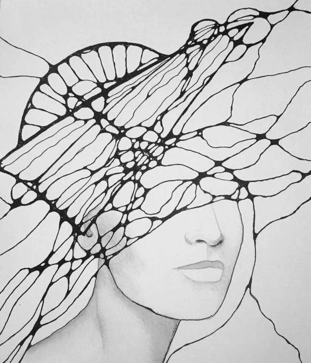 Intricate neurographic coloring page template