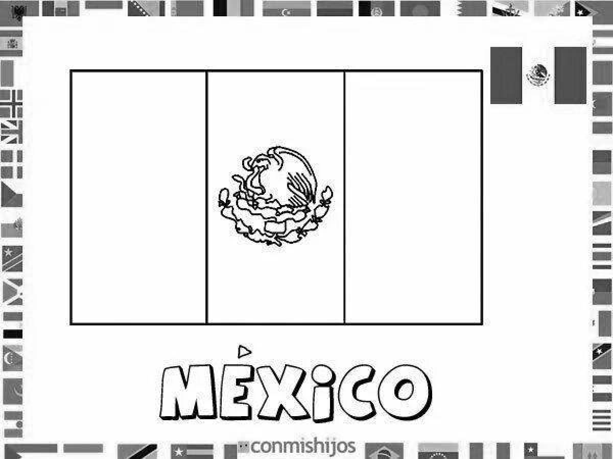 Фото Радостная страница раскраски флага мексики
