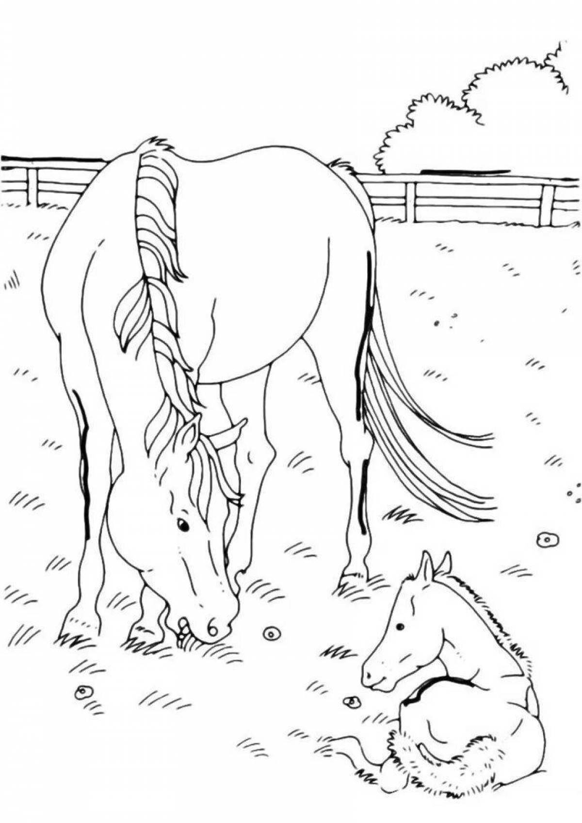 Blessed grazing horse coloring page