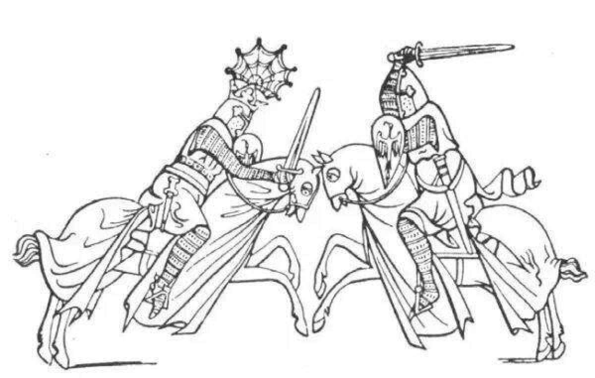 Richly illustrated battle on ice coloring page