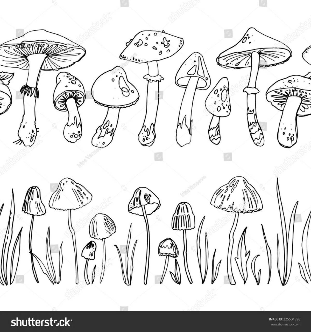 Фото Сложная раскраска ядовитые грибы