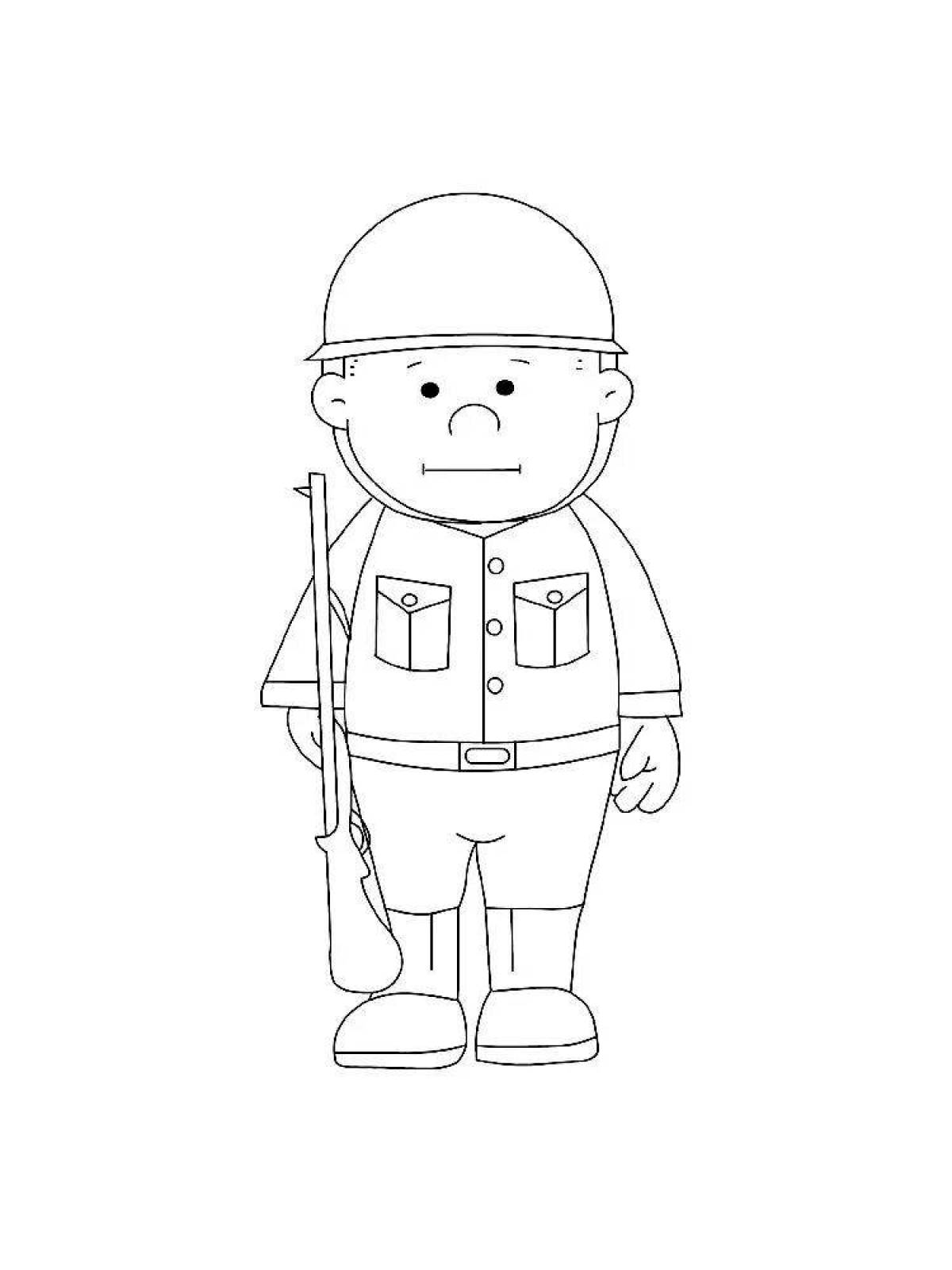 Cocky Soldier Face Coloring Page