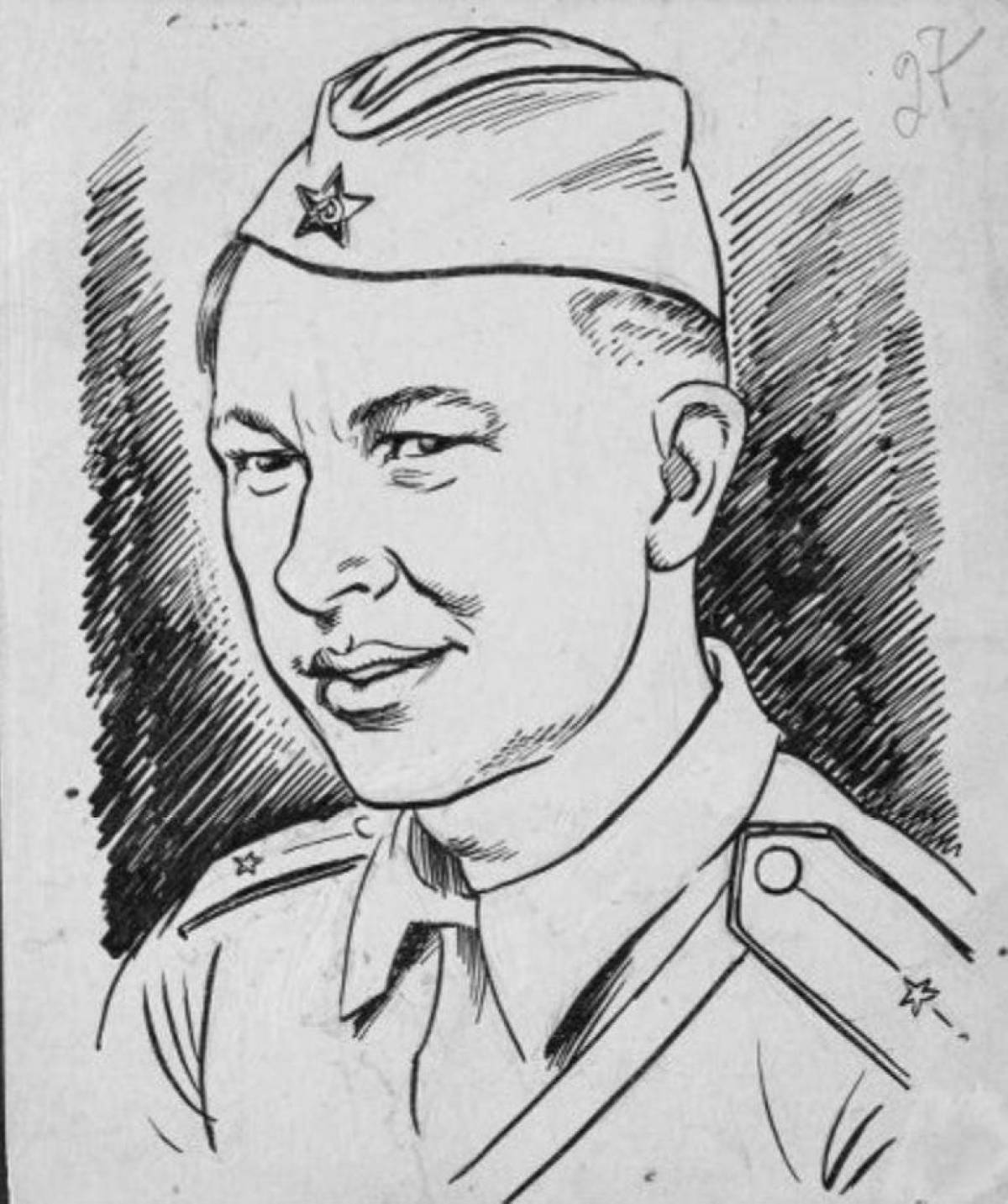 Impressive soldier face coloring page