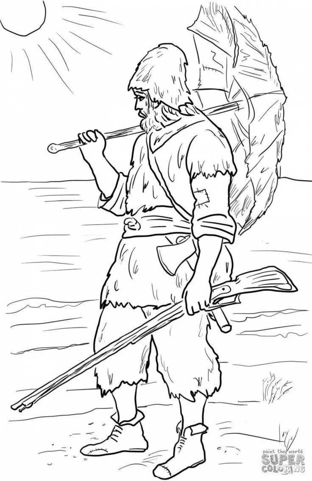 Coloring page robinson crusoe obsessed with flowers