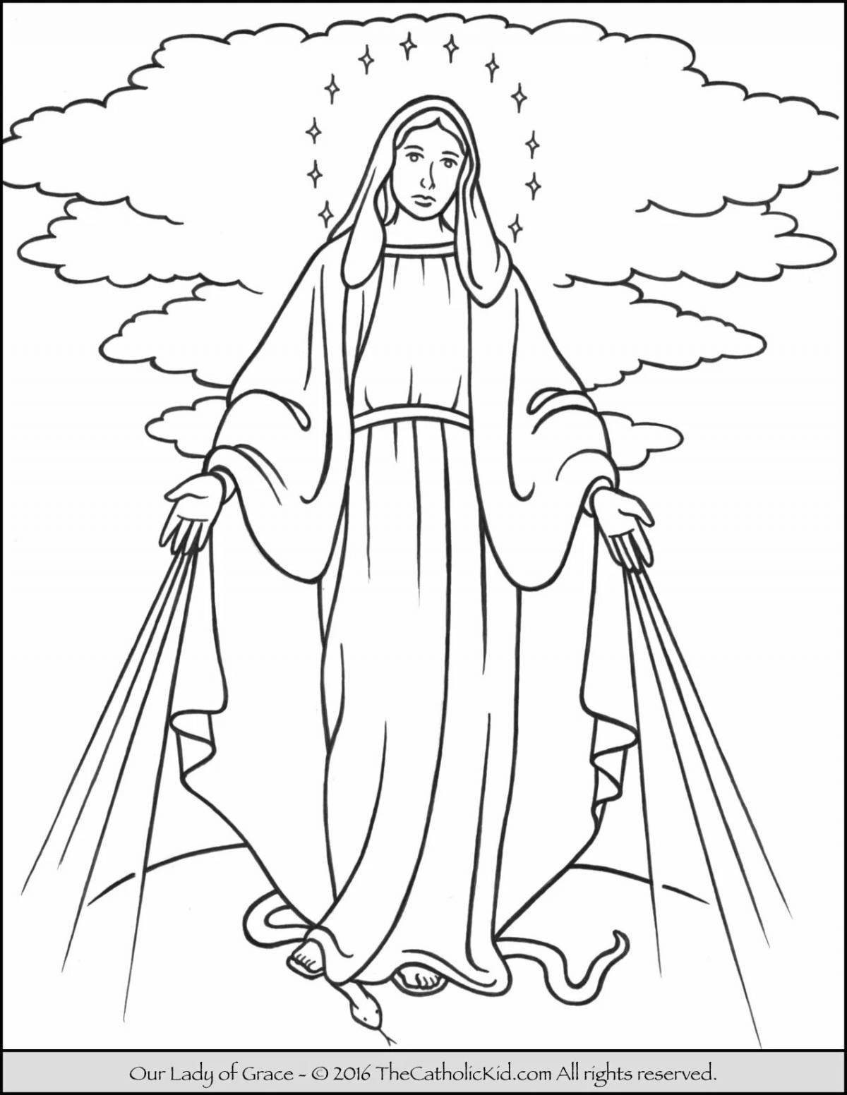 Coloring page luminous virgin mary