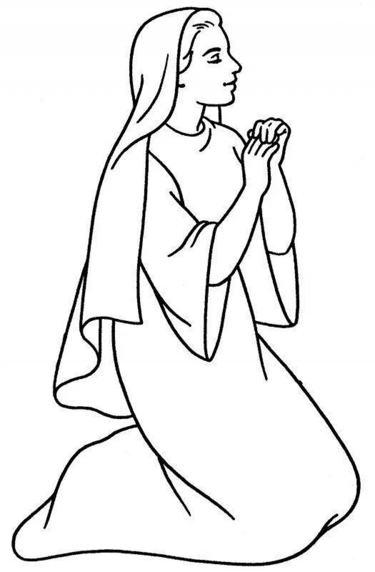 Illustrative virgin mary coloring page