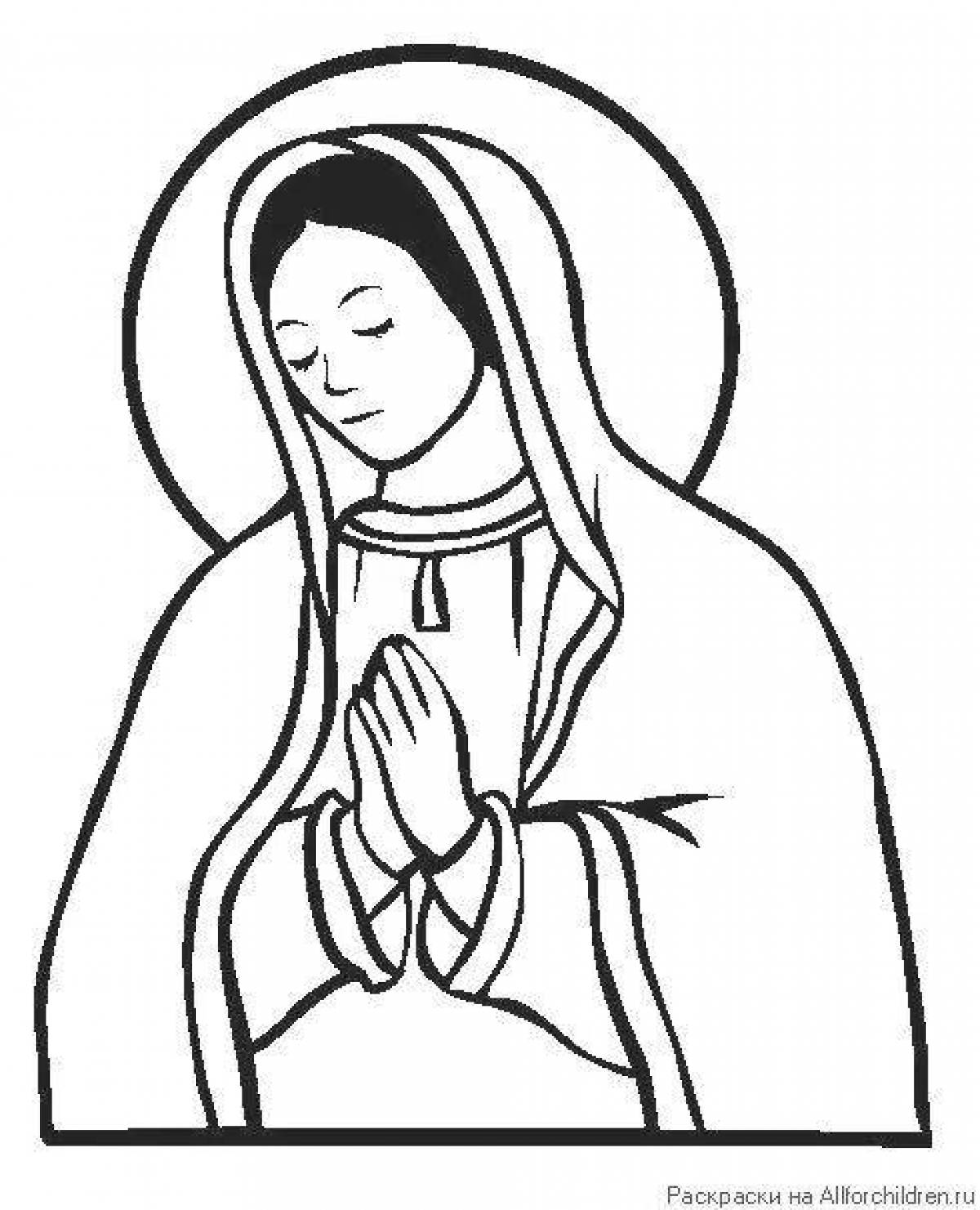 Illustration of the virgin mary coloring page
