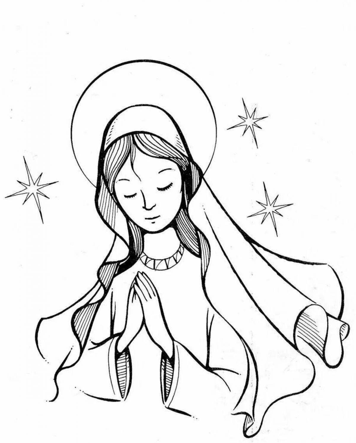 Coloring page charming virgin mary