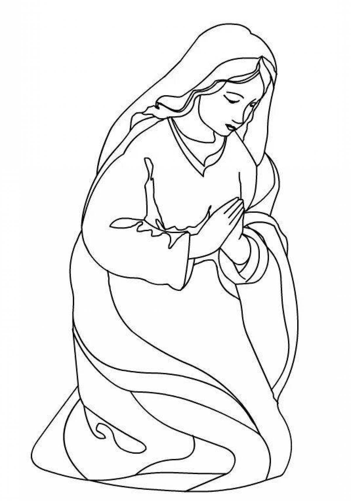 Coloring page angelic virgin mary