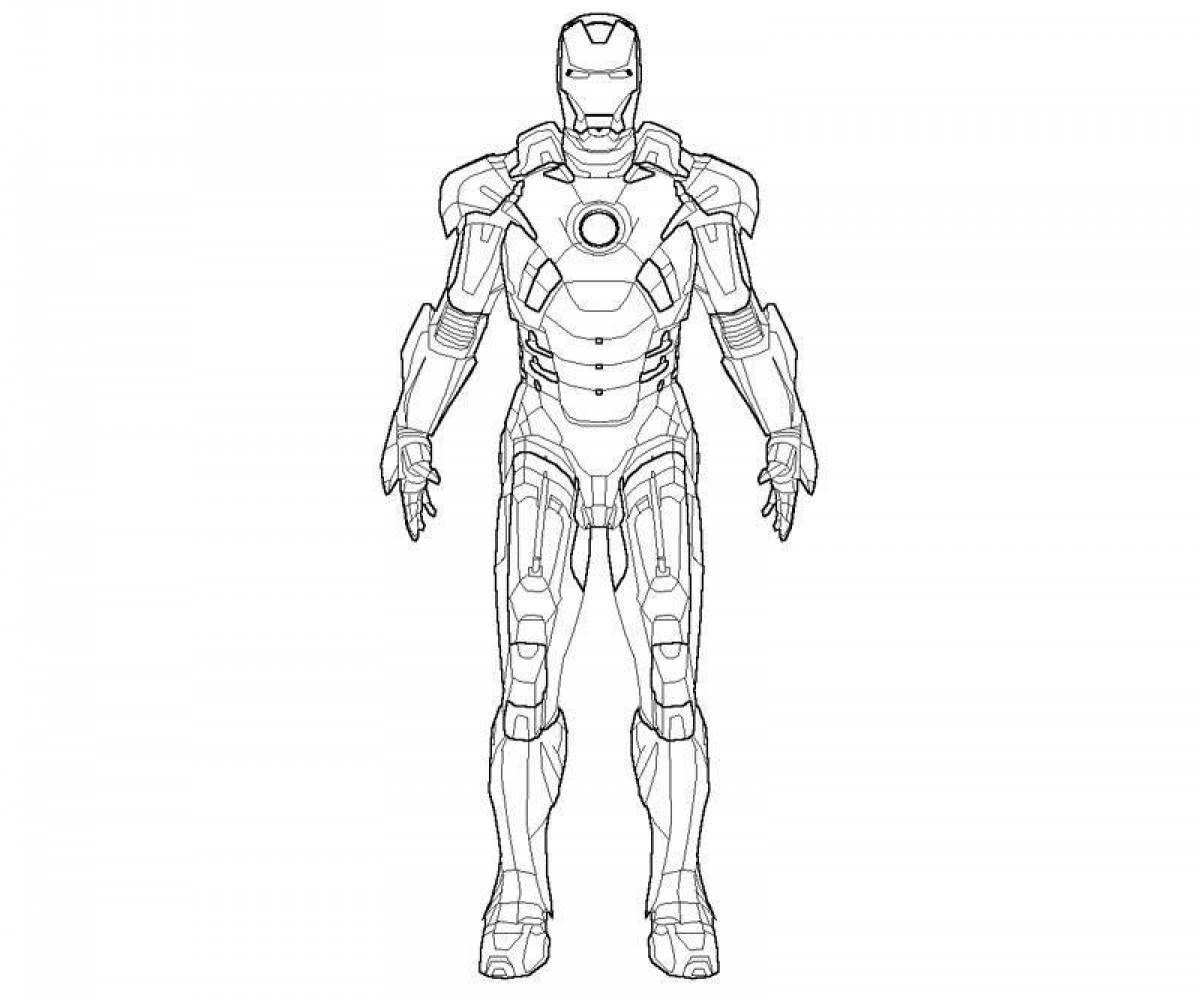 Colorfully illustrated Iron Patriot coloring page