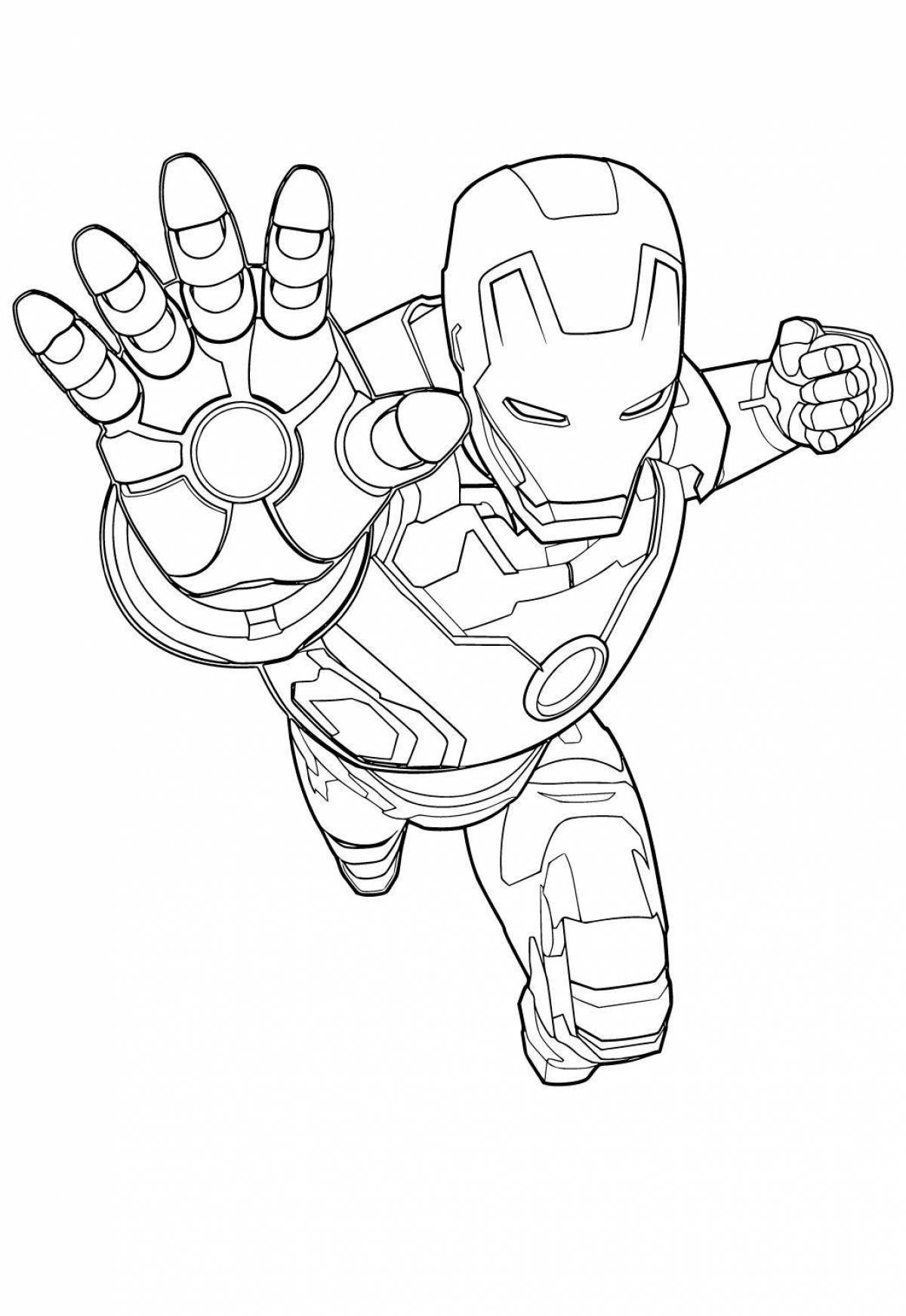 Colorfully crafted iron patriot coloring page
