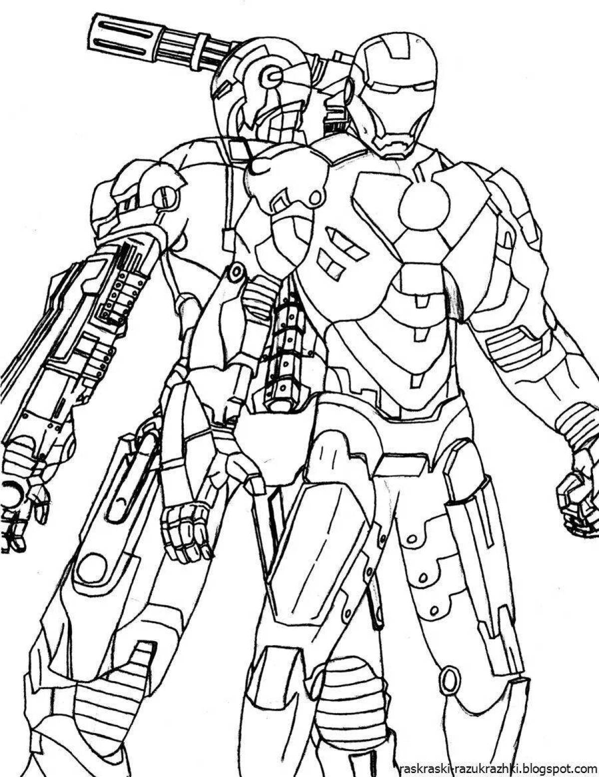 Colorfully detailed iron patriot coloring book