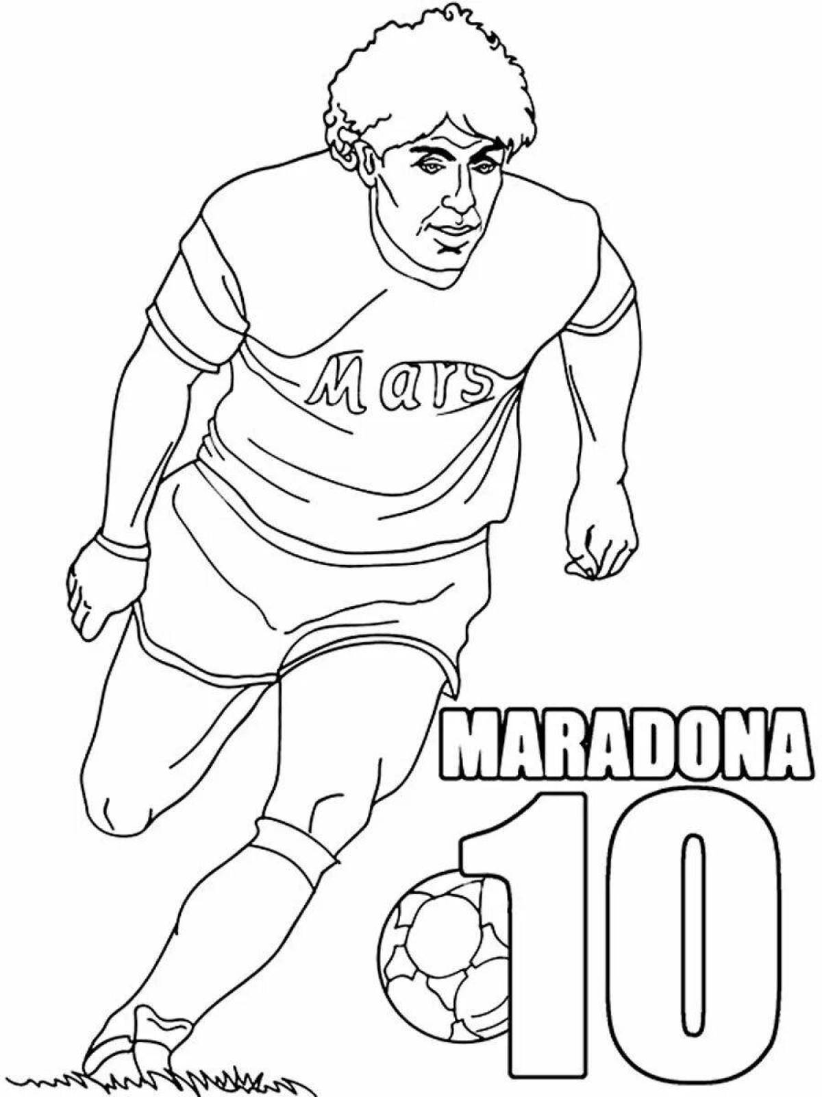 Раскраска футбол Марадона