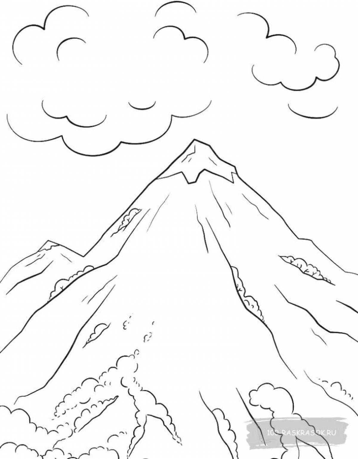 Произведение легкие горы. Гора Эльбрус рисунок. Горы раскраска для детей. Горы карандашом. Гора картинка для детей раскраска.