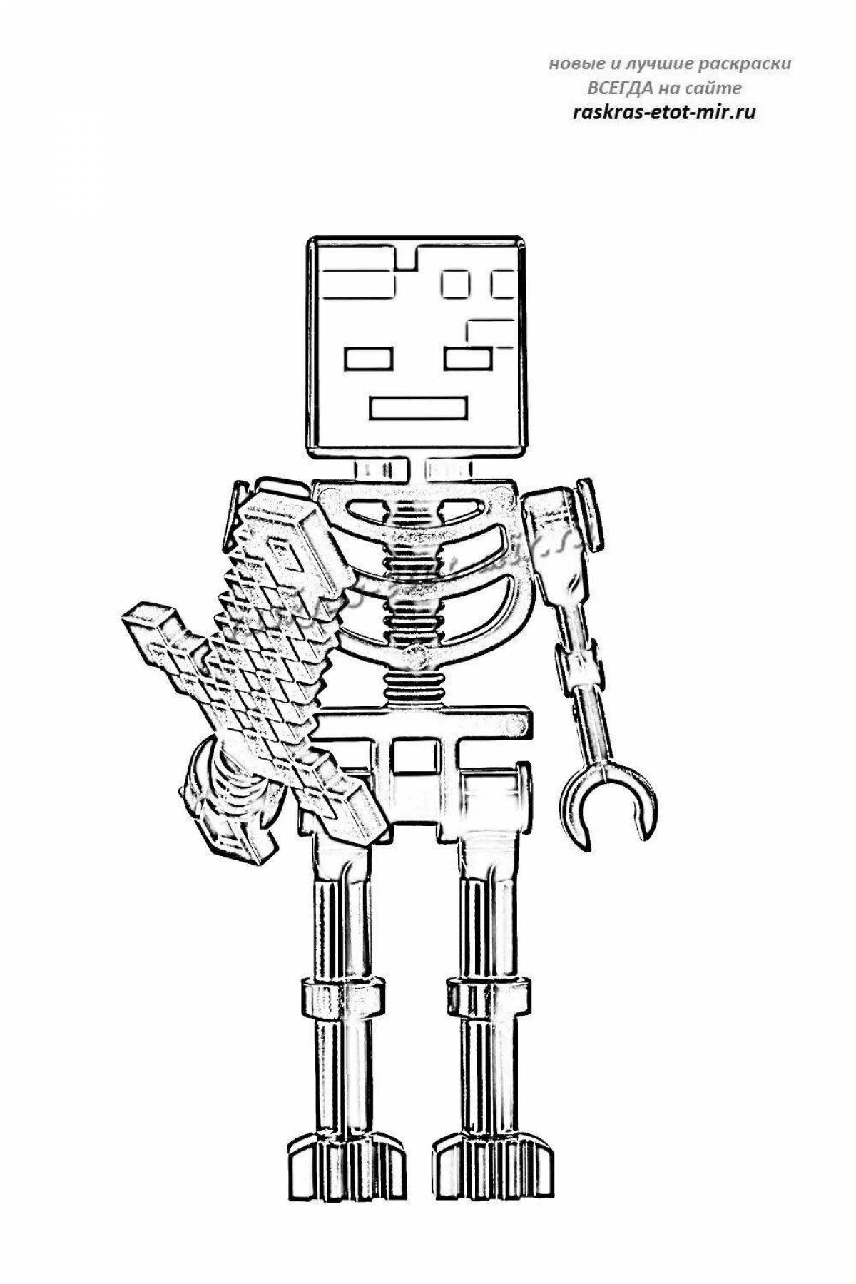 Раскраска майнкрафт скелет