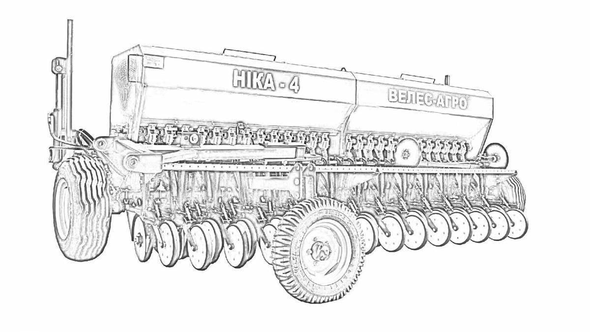 Трактор с сеялкой нарисовать