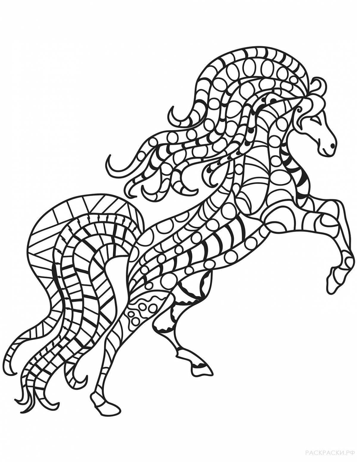 Мозаика кони раскраска для детей