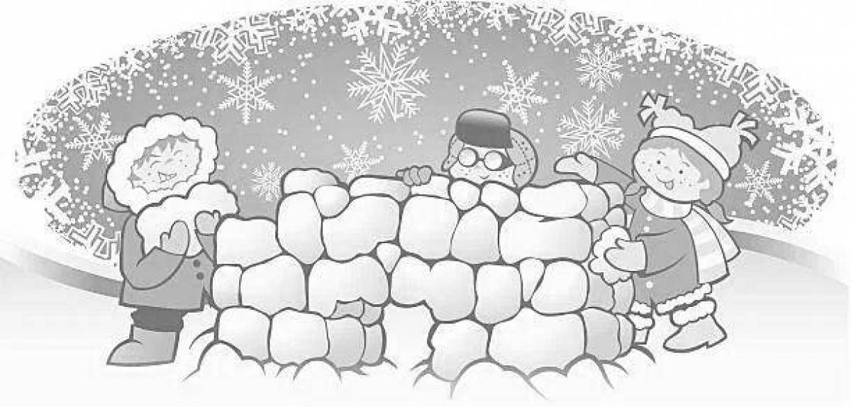 Фото Раскраска сказочная снежная крепость
