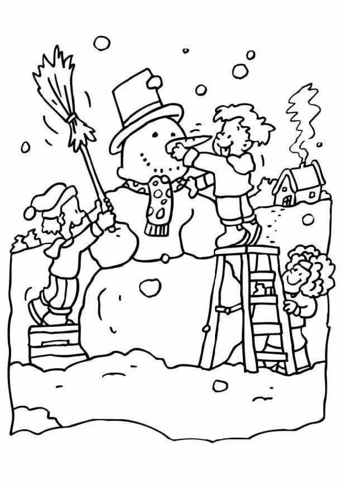 Colouring funny snow fort