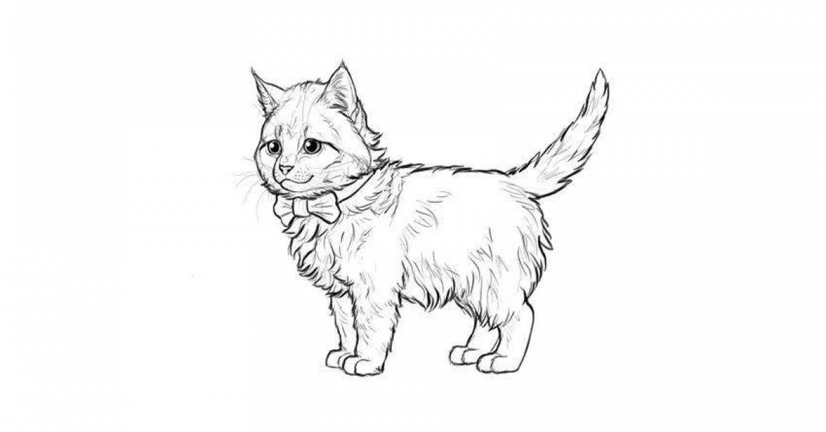 Coloring page cute siberian cat