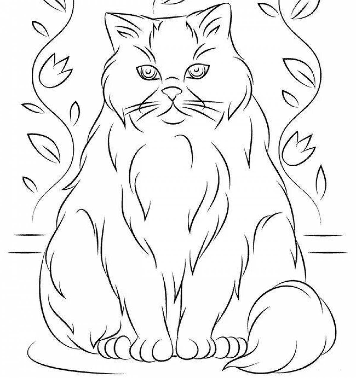 Coloring page affectionate siberian cat