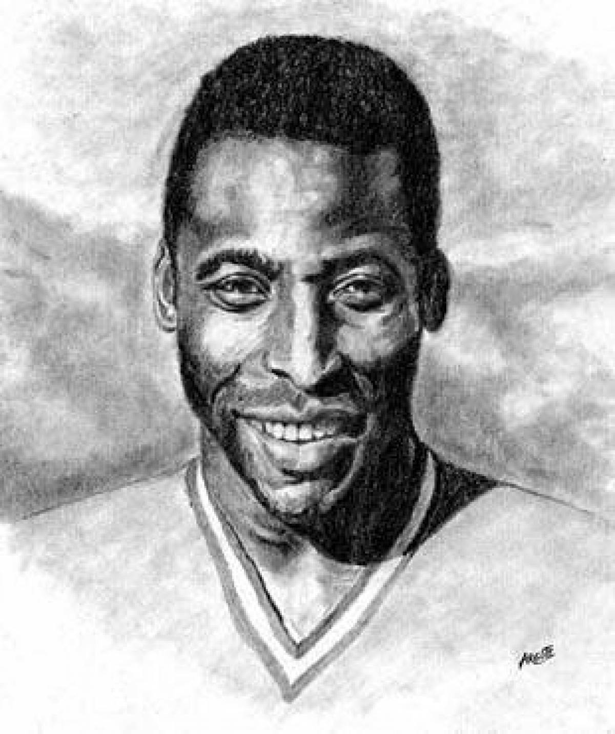 Pele's funny soccer player coloring page