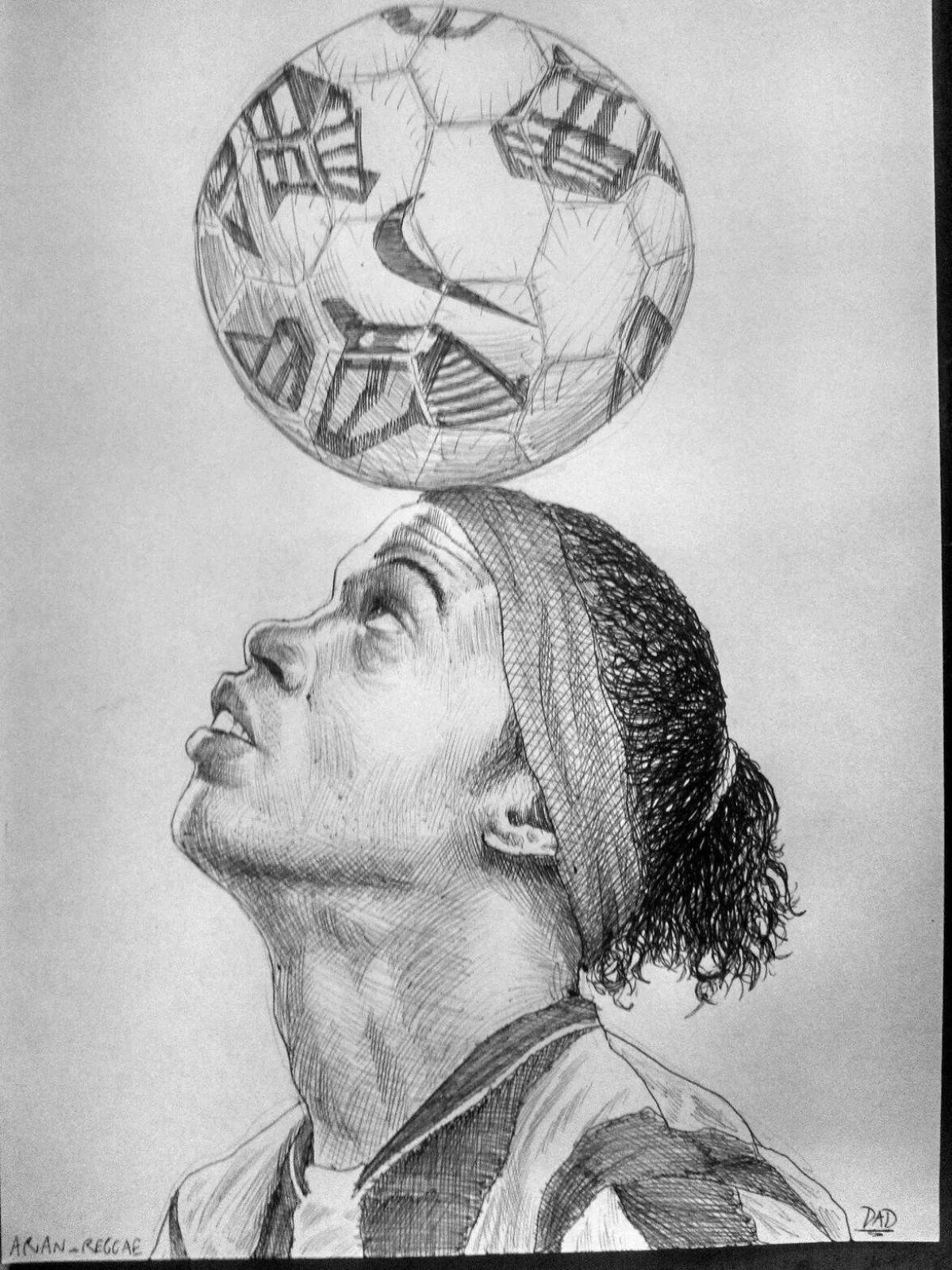 Coloring page glowing soccer player pele