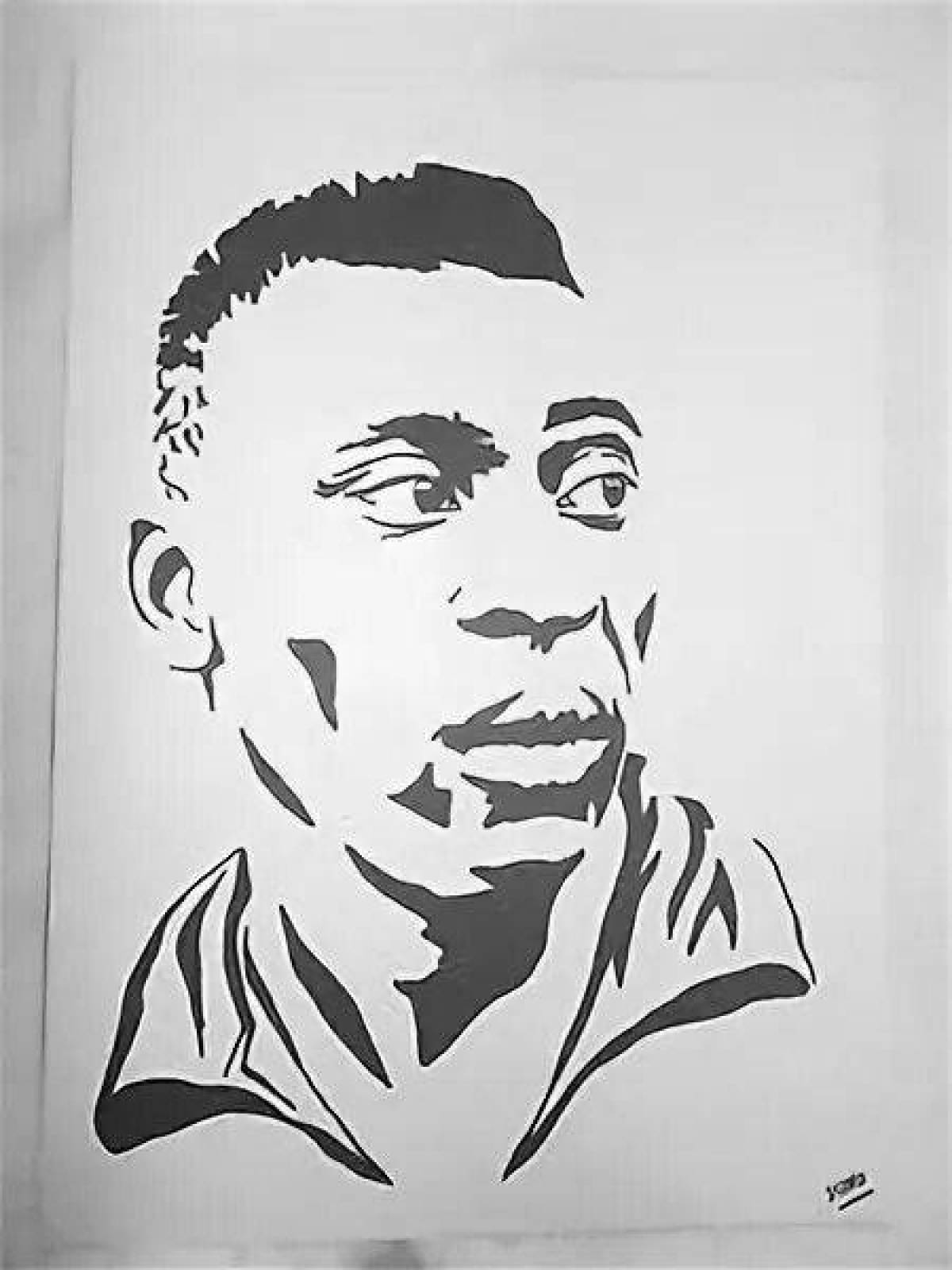 Coloring page charming soccer player pele