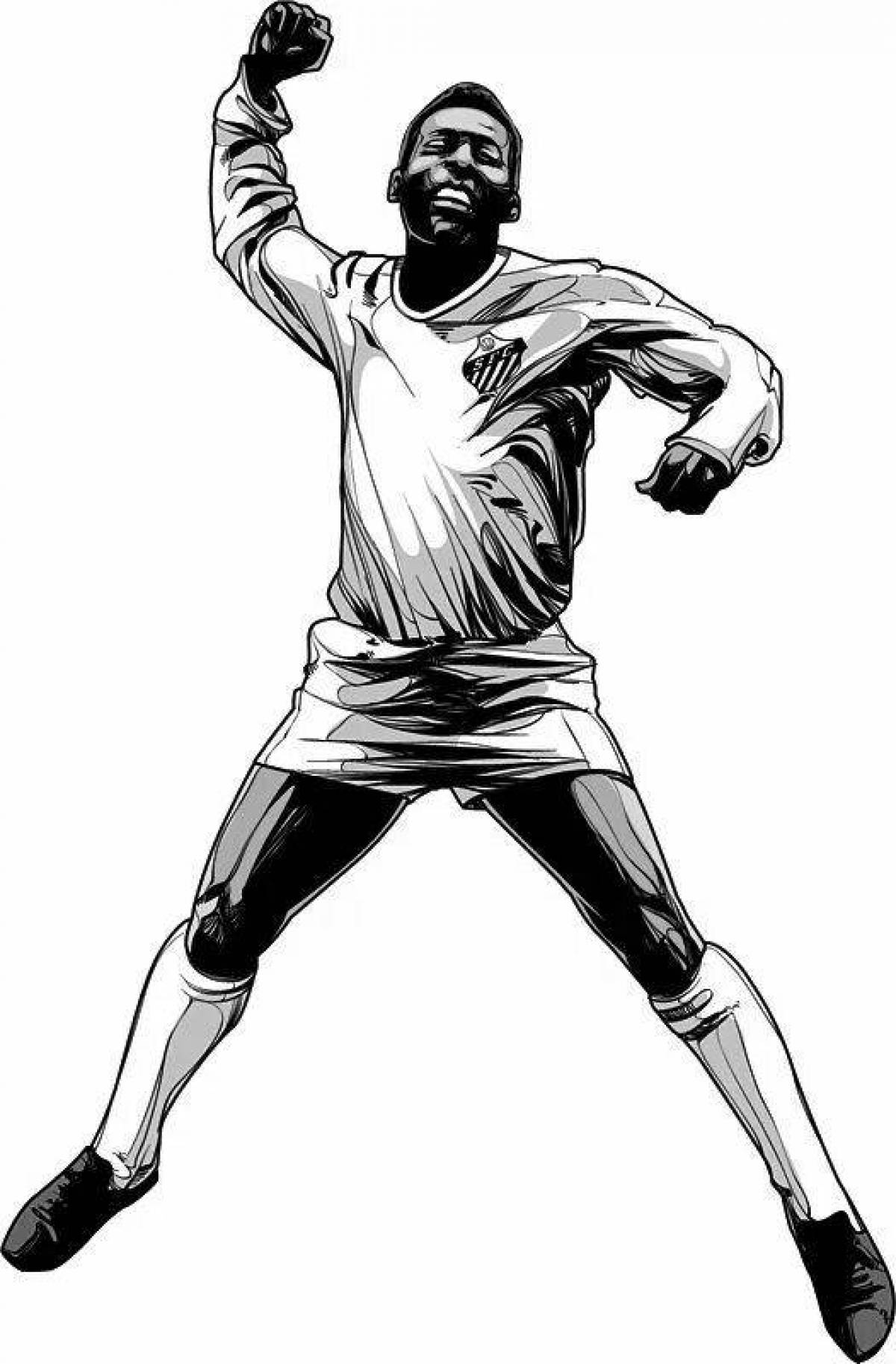 Coloring page soccer attractive player pele