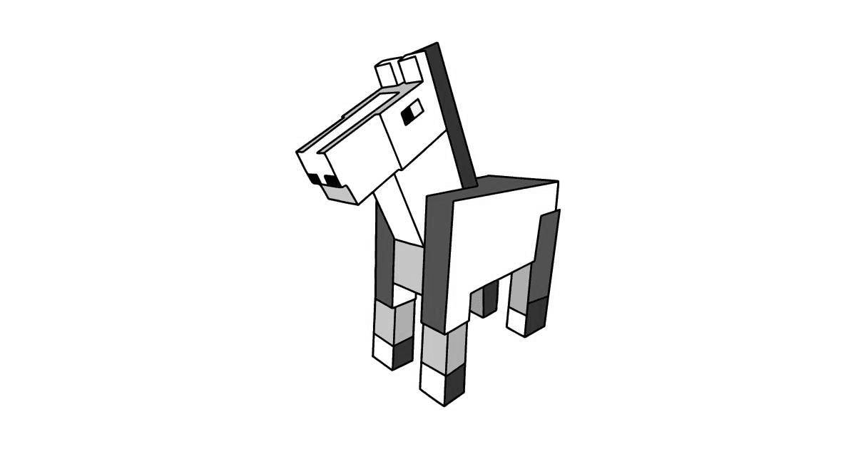 Colorful minecraft horse coloring page