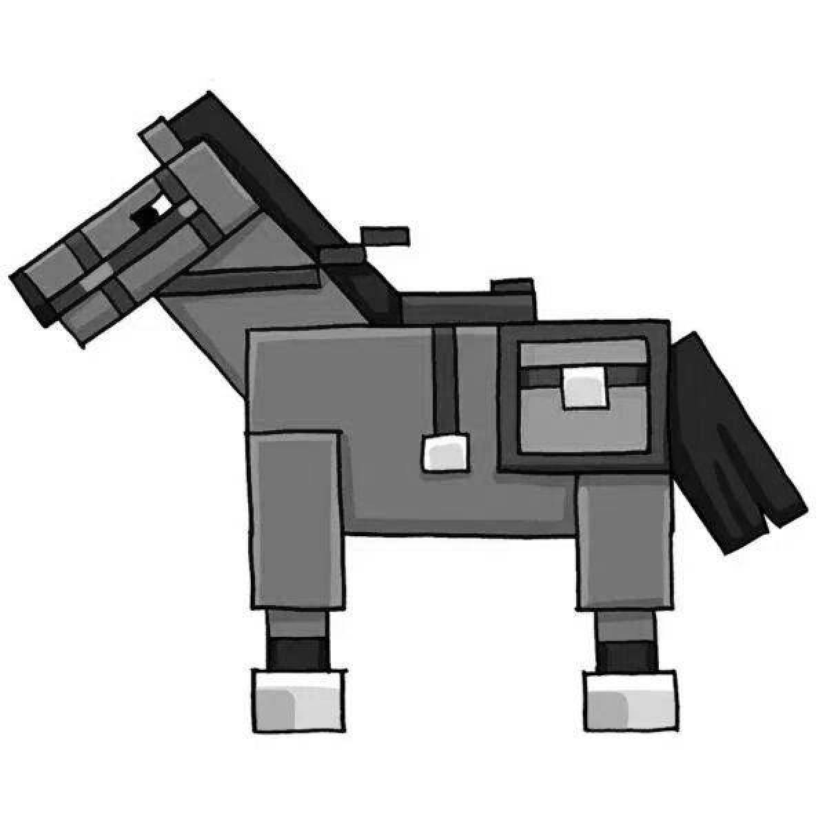 Яркая страница раскраски лошадей minecraft