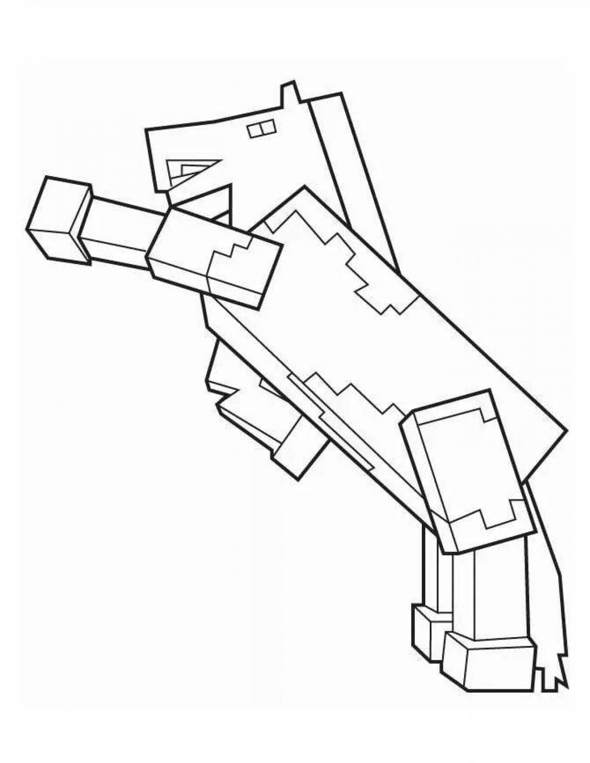 Playful minecraft horse coloring page