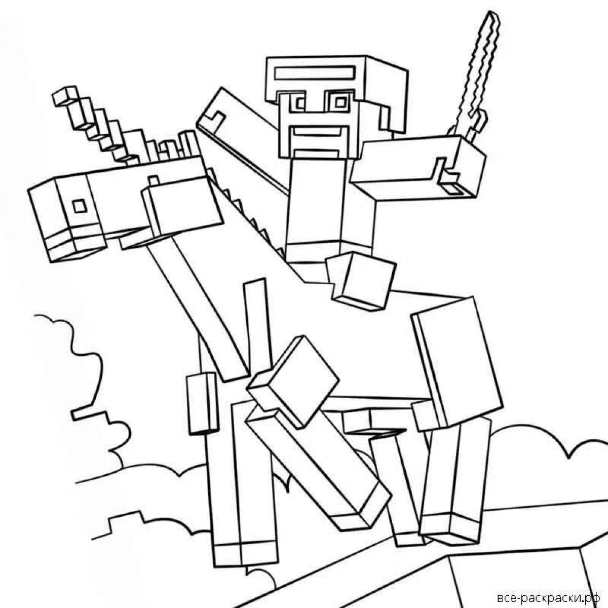 Funny minecraft horse coloring page