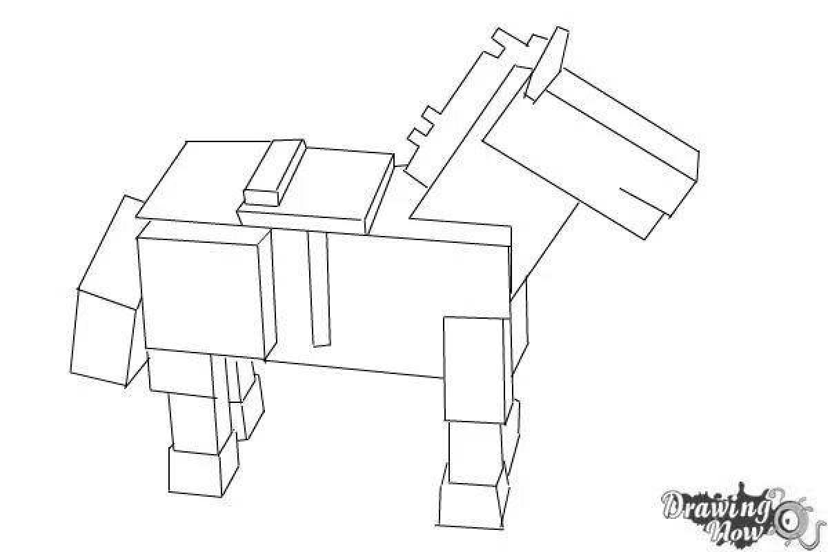 Detailed minecraft horse coloring page