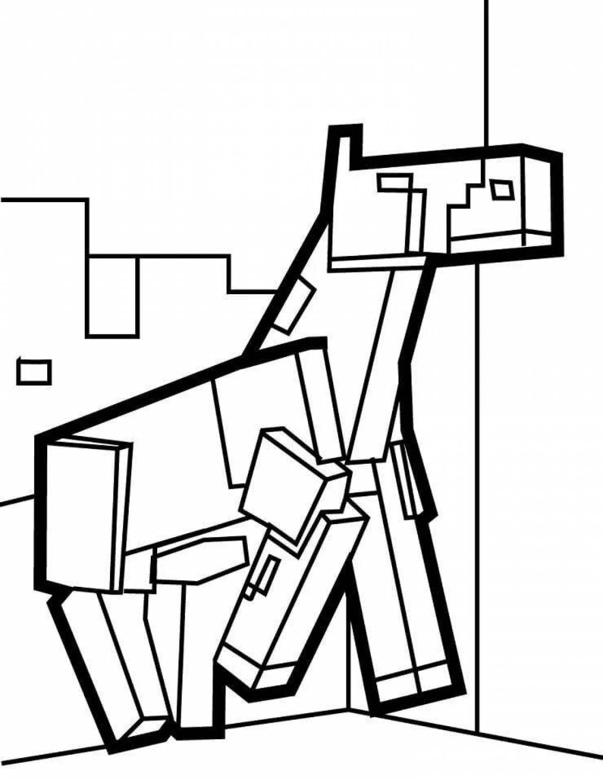 Creative minecraft horse coloring page