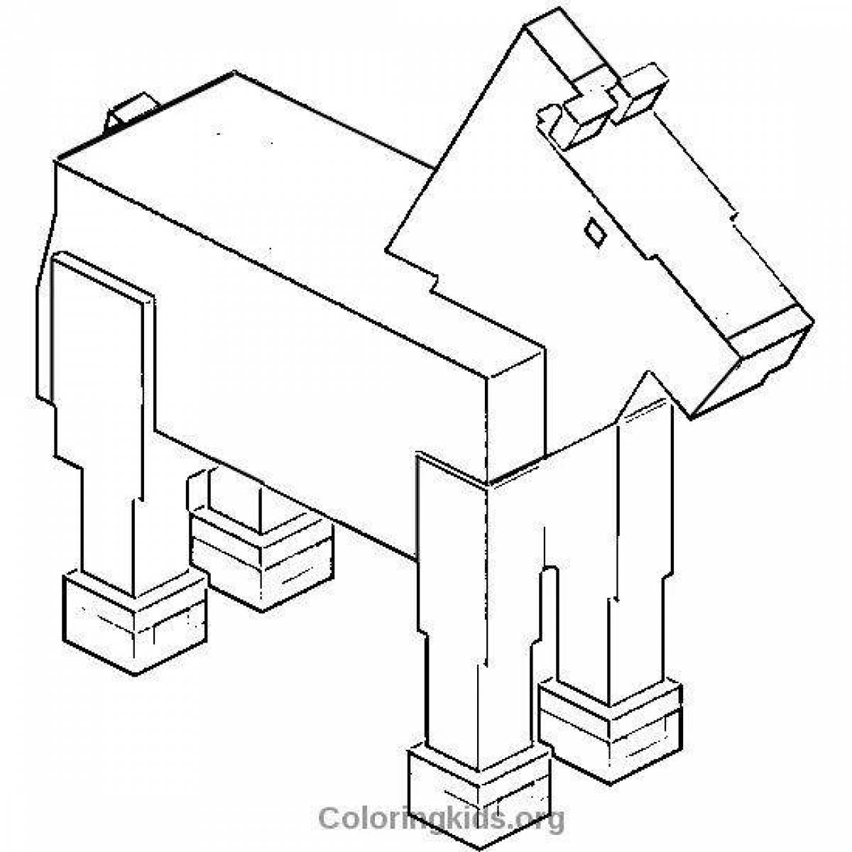 Bright minecraft horse coloring page