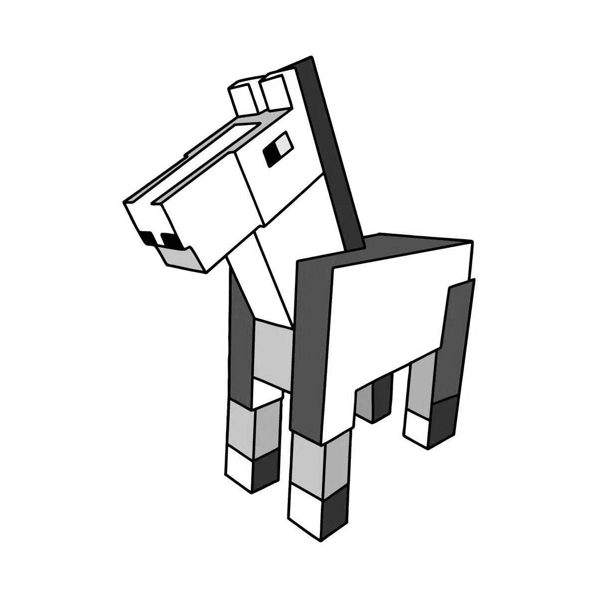 Оживленная раскраска minecraft horse coloring page