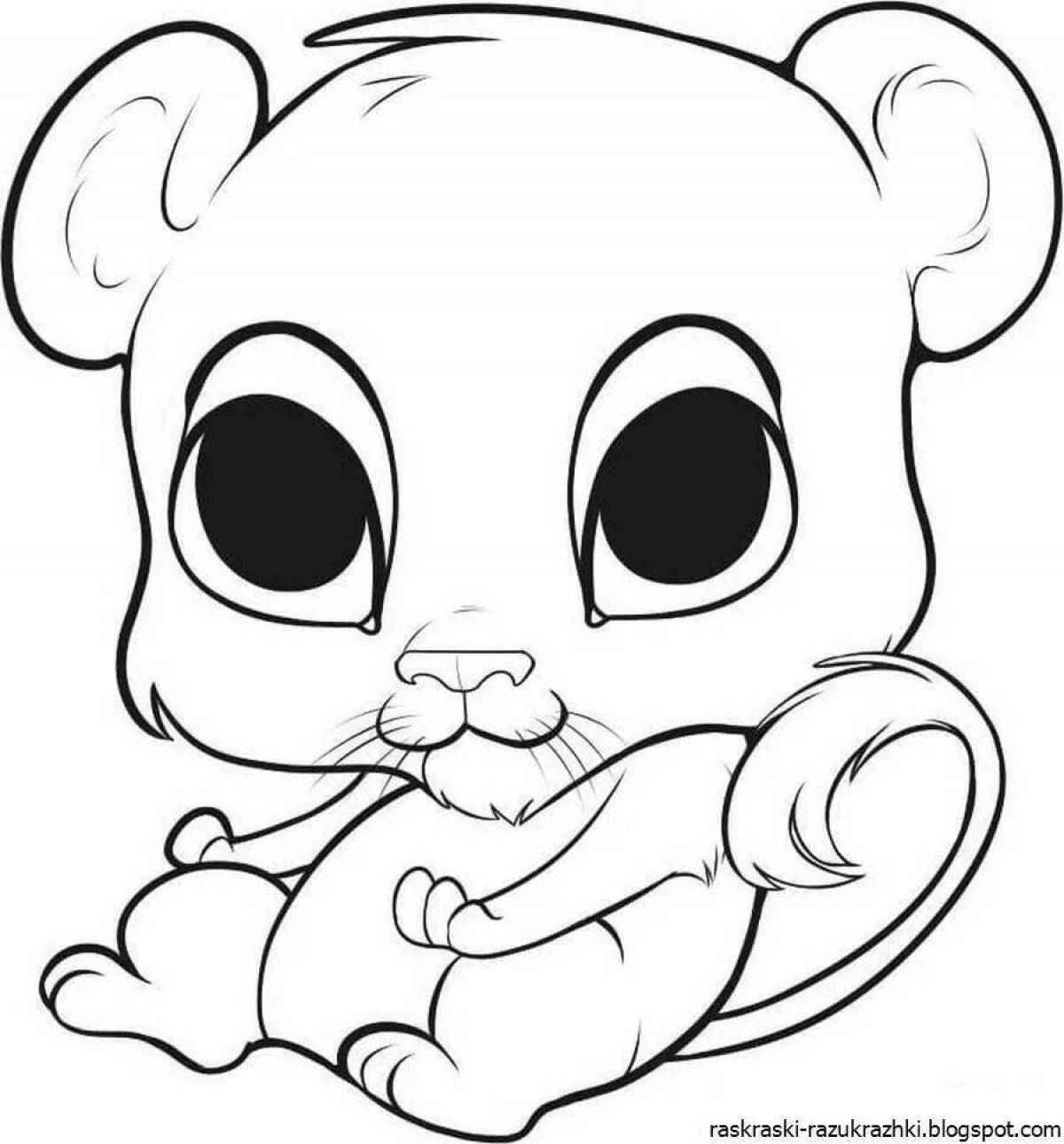 Outgoing cartoon animal coloring page