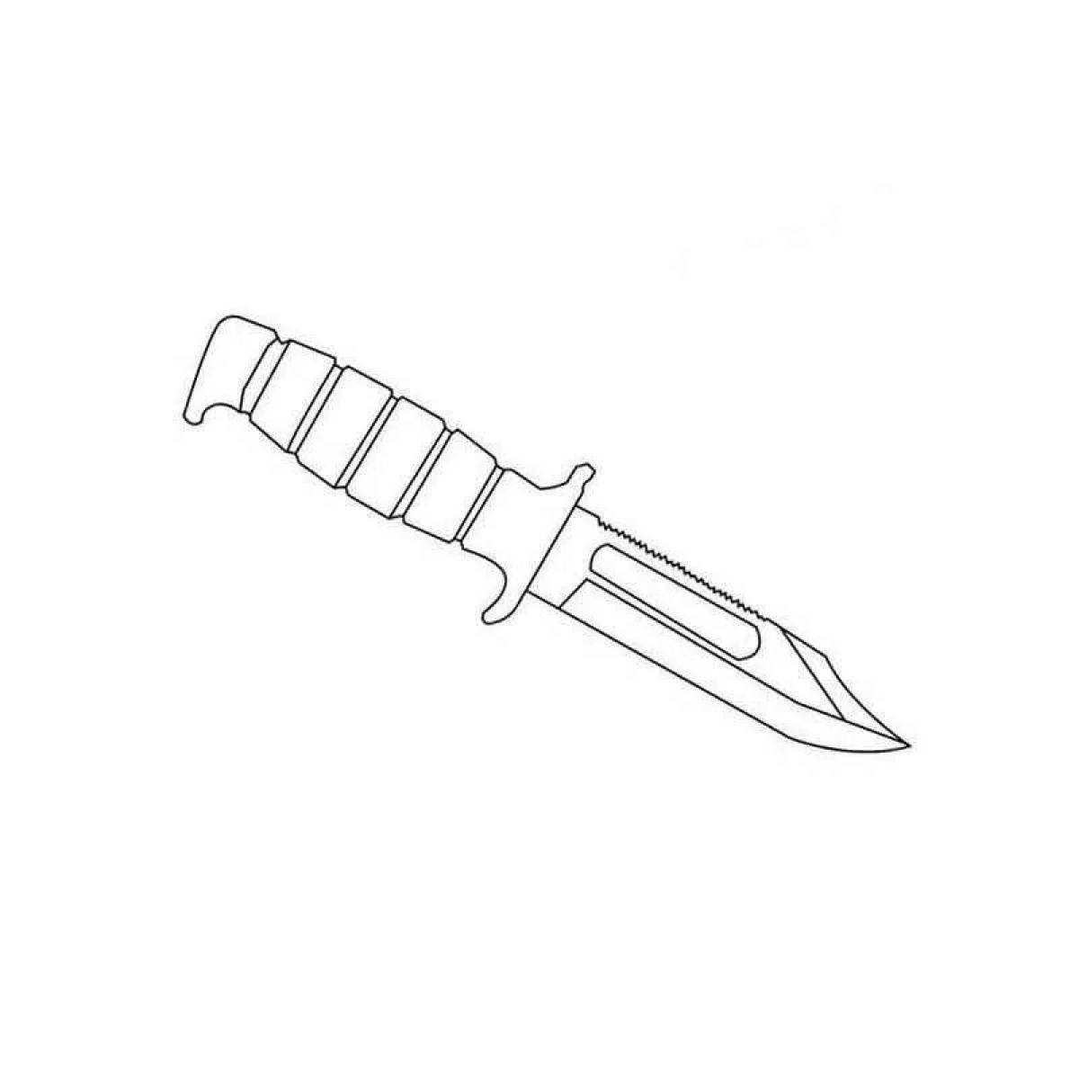 Coloring page for a bayonet with a complex design