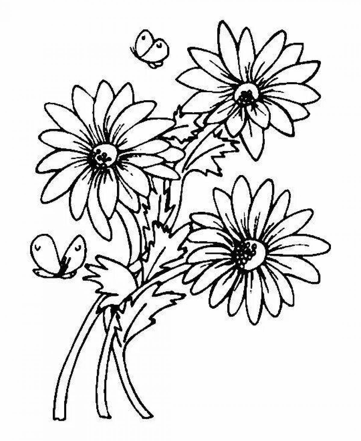 Coloring page delightful bouquet of daisies