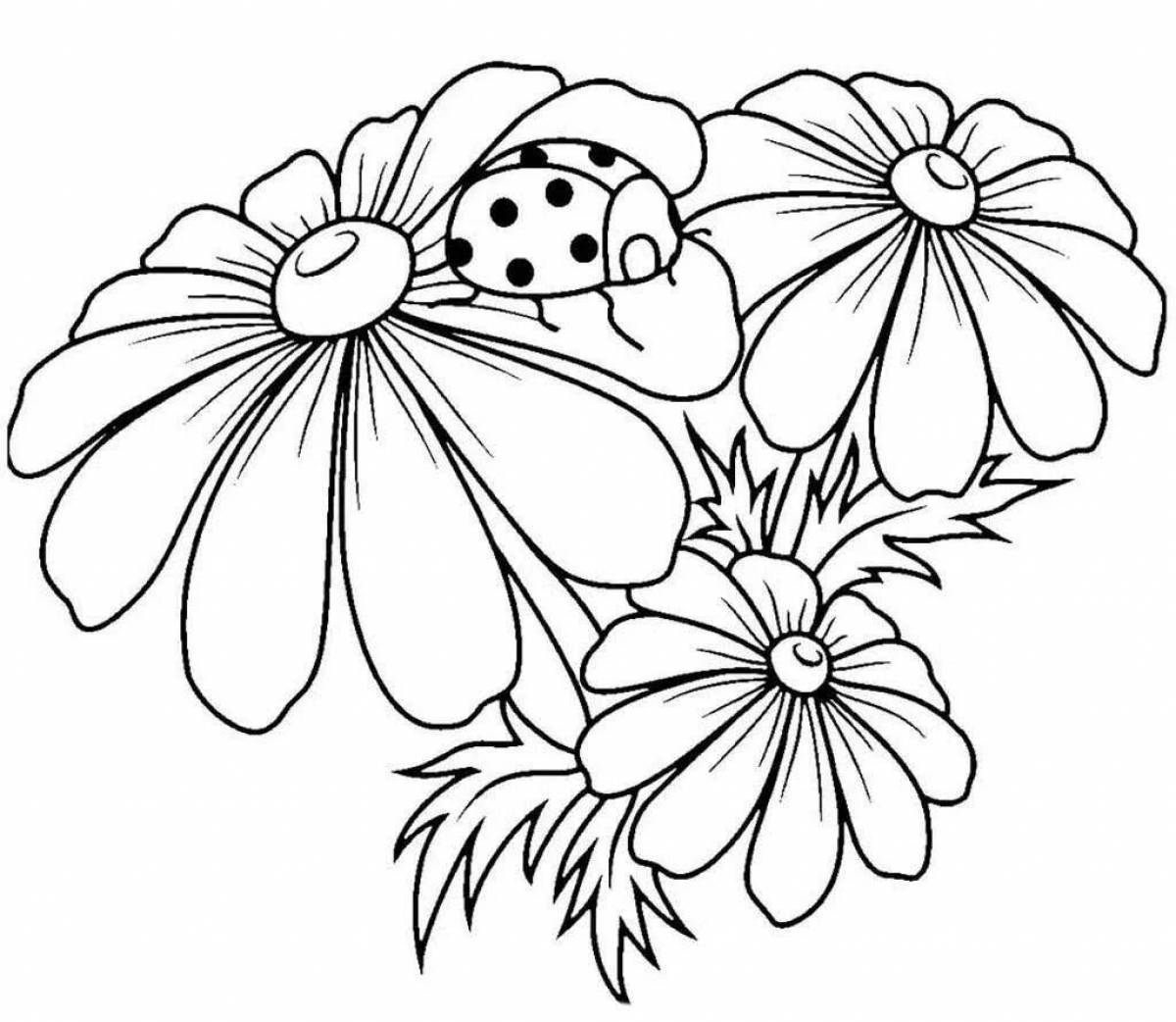 Coloring book beautiful bouquet of daisies