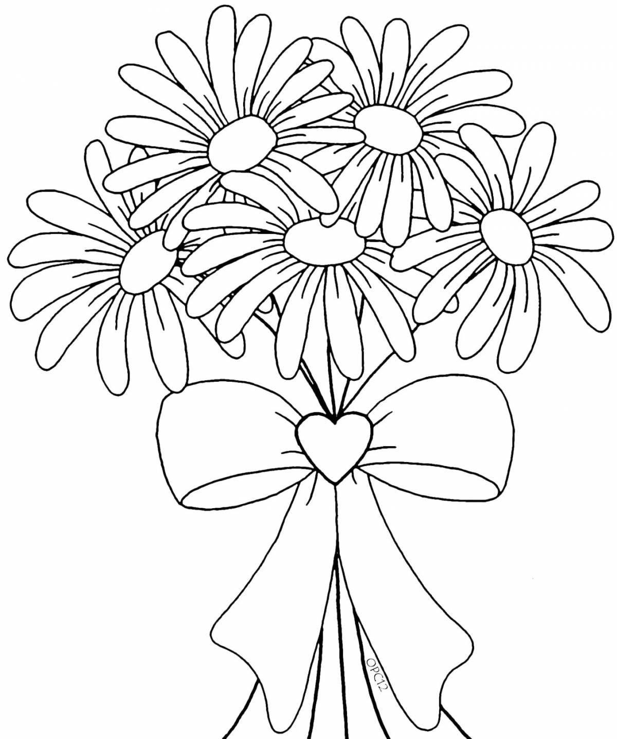 Coloring beautiful bouquet of daisies