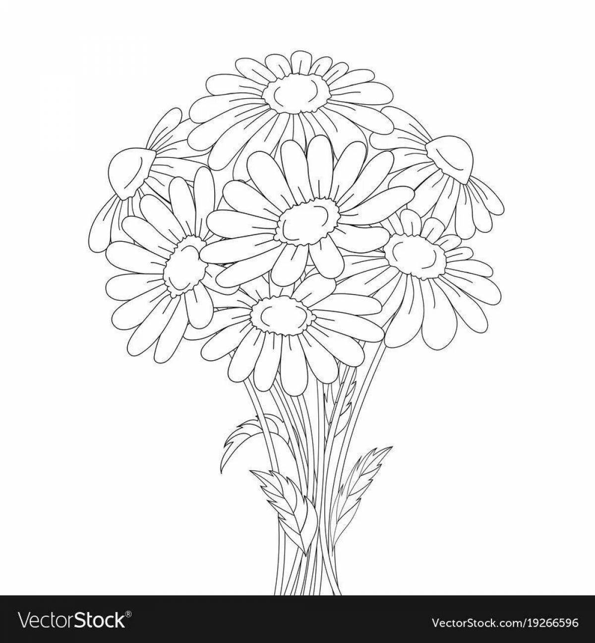 Coloring chic bouquet of daisies