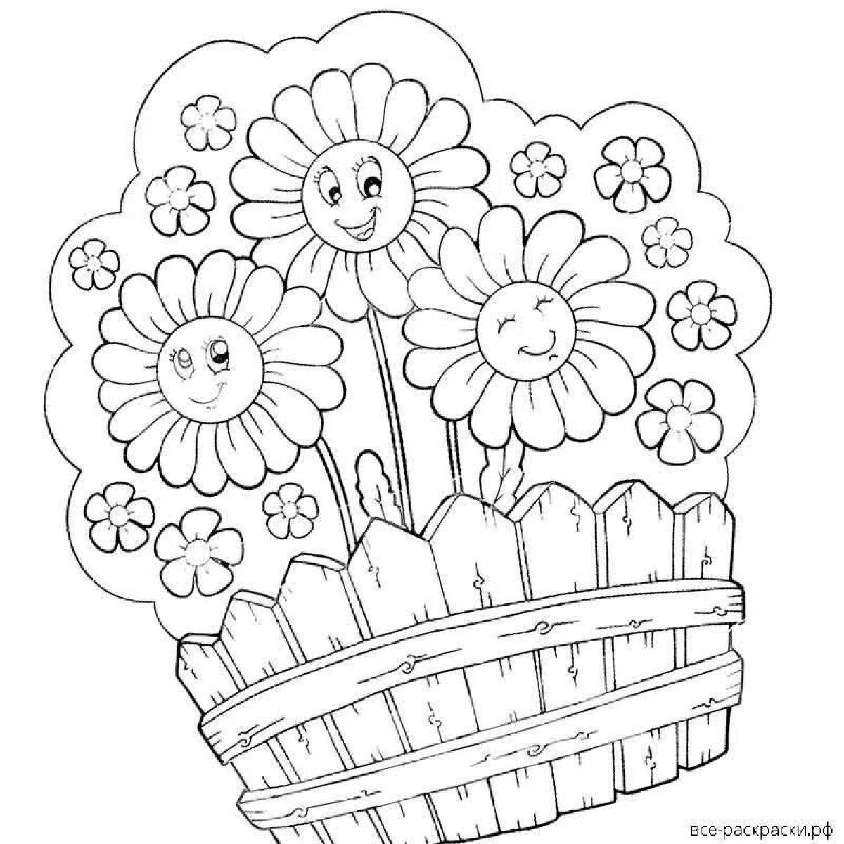 Coloring book luxury bouquet of daisies