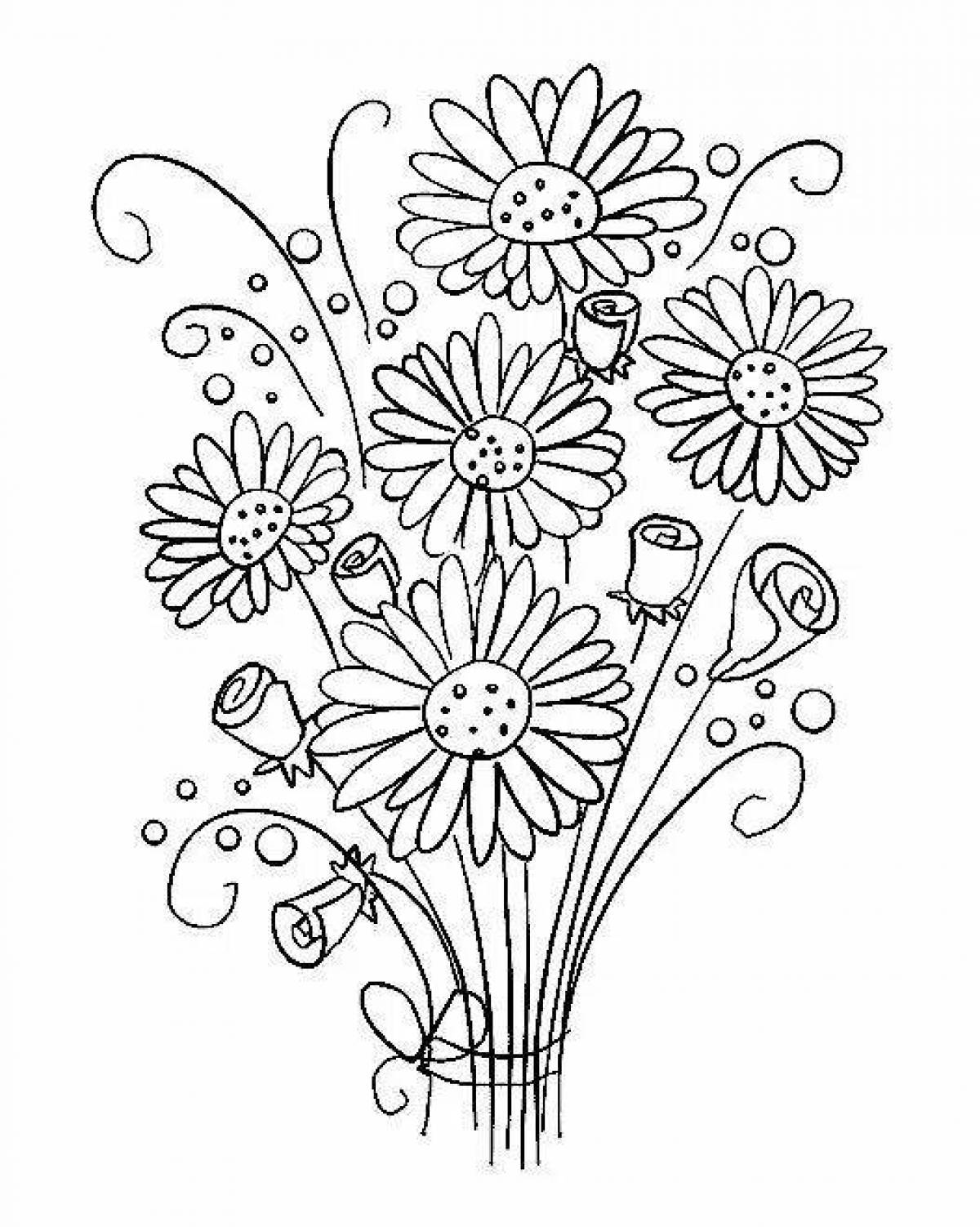 Coloring page blissful bouquet of daisies