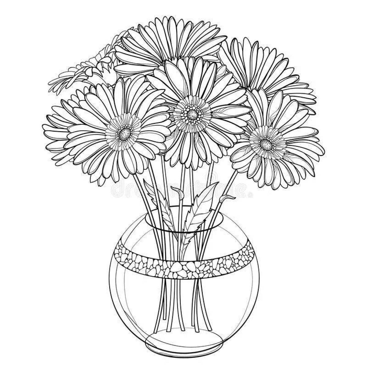 Coloring book brilliant bouquet of daisies