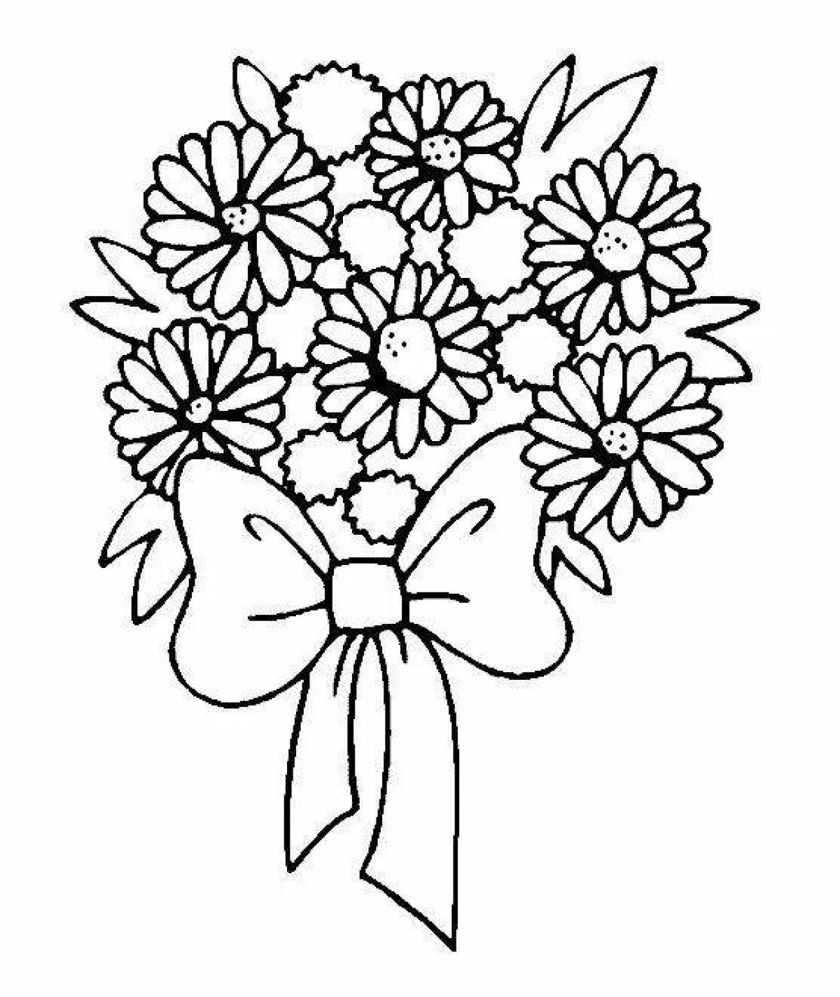 Coloring exotic bouquet of daisies